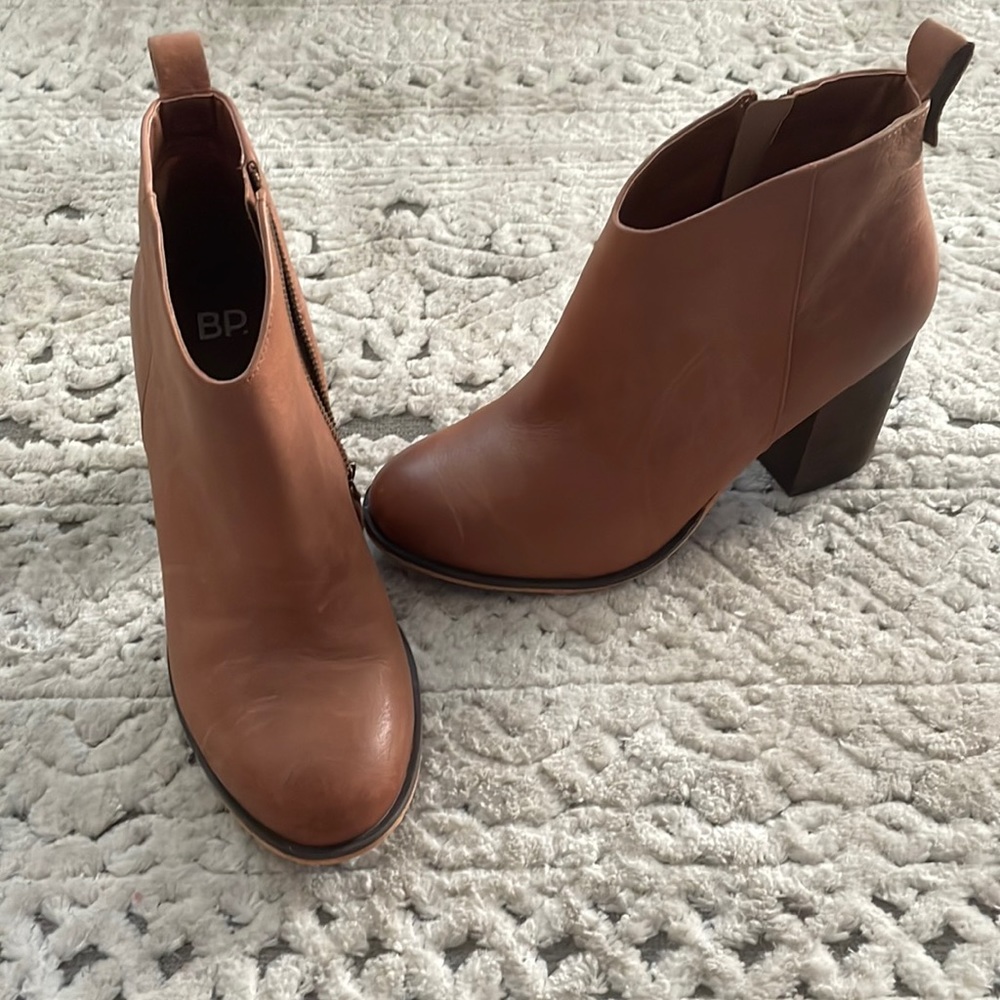 BP Tan Heeled Zip Bootie